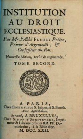 Institution Au Droit Ecclesiastique, 2