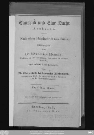 Muǧallad 12: Hāḏā Kitāb Alf laila wa-laila min al-mubtadāʾ ila 'l-muntahā : Arabisch ; Nach einer Handschrift aus Tunis