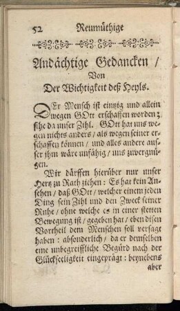 Andächtige Gedancken/ Von der Wichtigkeit des Heyls.