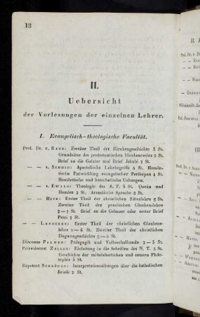 18-22, II. Uebersicht der Vorlesungen der einzelnen Lehrer