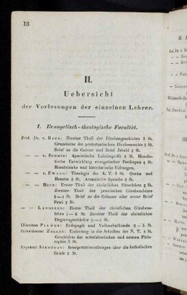 18-22, II. Uebersicht der Vorlesungen der einzelnen Lehrer
