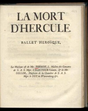 La Mort d'Hercule : ballet heroi͏̈que