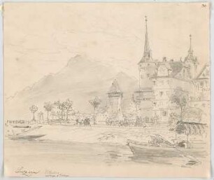 Bauernfeind, Gustav; Italien; Österreich; Schweiz; Studien- und Reiseskizzen - Uferpromenade in Luzern, Schweiz (Ansicht)