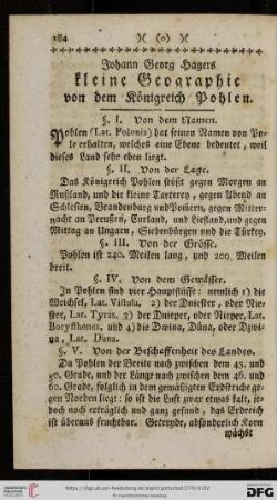 Johann Georg Hagers kleine Geographie von dem Königreich Pohlen