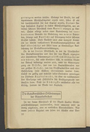 Die charakteristischen Erscheinungen der Gewerbefreiheit