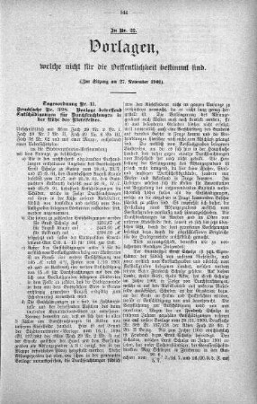 Vorlagen welche nicht für die Oeffentlichkeit bestimmt sind., 27. November 1901