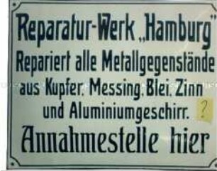 Hinweisschild Reparaturwerk "Hamburg"