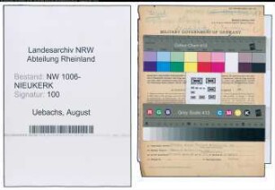 Entnazifizierung August Uebachs , geb. 21.02.1889 (Geschaeftsfuehrer)