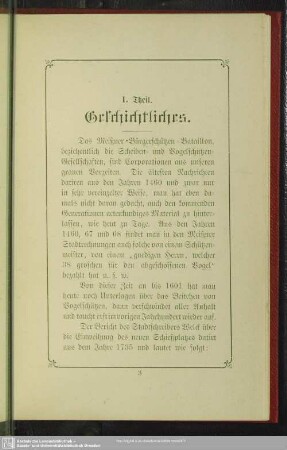 I. Theil. Geschichtliches