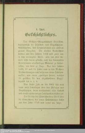 I. Theil. Geschichtliches