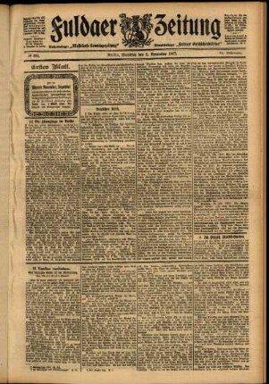 Erste Ausgabe vom Samstag, den 02. November 1907.