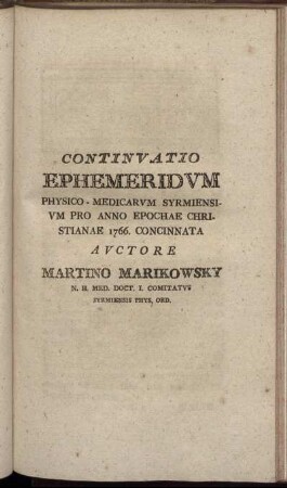 Continutatio Ephemeridum ...