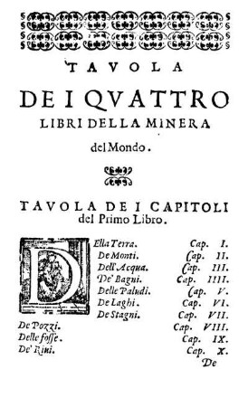 Tavola Dei Capitoli [...]