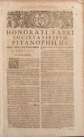 Honorati Fabri Societatis Jesu, Pitanophilus. De opinione probabili.
