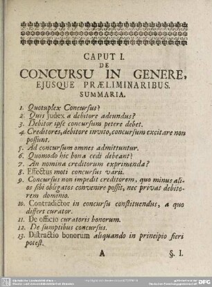 Caput I. De Concursu in Genere, Ejusque Praeliminaribus