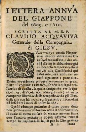 Lettera annua del Giappone del 1609 e 1610