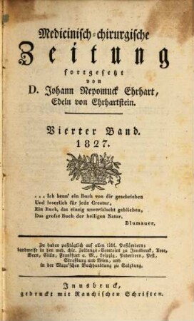 Medicinisch-chirurgische Zeitung. 1827, 4