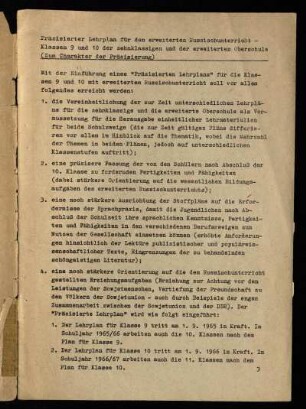 Präzisierter Lehrplan für den erweiterten Russischunterricht - Klassen 9 und 10 der zehnklassigen und der erweiterten Oberschule