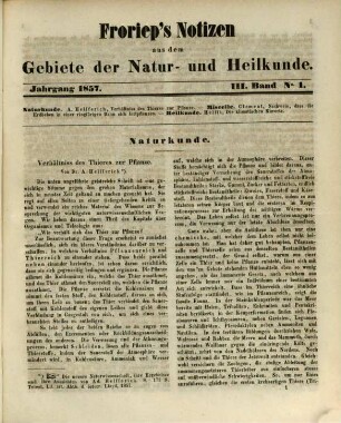 Froriep's Notizen aus dem Gebiete der Natur- und Heilkunde. 1857,3