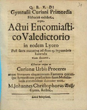 Gymnasii Curiani primordia