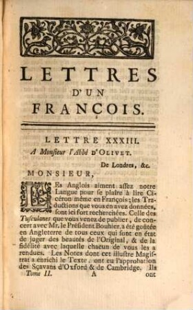 Lettres de Monsieur l'Abbé Le Blanc, concernant le gouvernement, la politique et les moeurs des Anglois et des François, 2