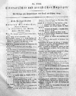 Literarischer und artistischer Anzeiger, No. XXIII.
