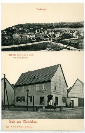 Oldisleben. Blick auf Oldisleben -Bäckerei Haase