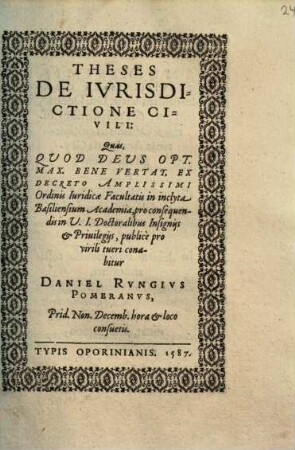 Theses De Ivrisdictione Civili
