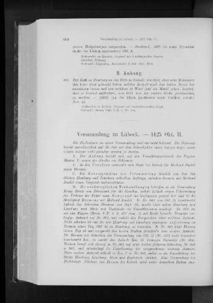 Versammlung zu Lübeck. - 1425 Okt. 11.