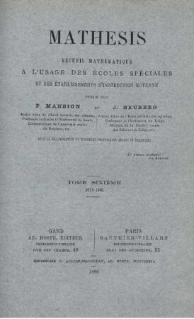 TOME SIXIÉME. JUIN 1886.