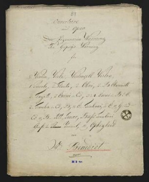 Ouvertüre zur Oper "The gypsy's warning" ("Der Zigeunerin Weissagung")
