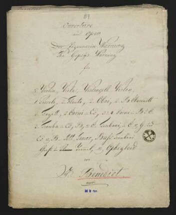 Ouvertüre zur Oper "The gypsy's warning" ("Der Zigeunerin Weissagung")
