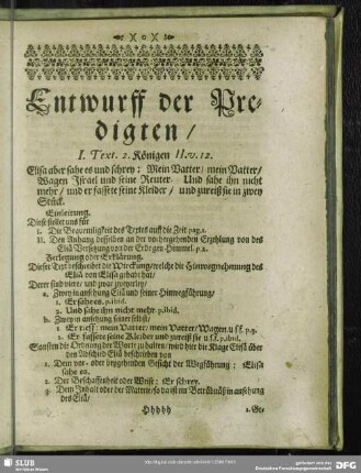 Entwurff der Predigten