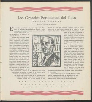 Los Grandes Periodistas del Plata : Eduardo Ferreira, director de "Imparcial" de Montevideo ; retrato por Fabregas