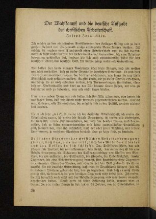 Der Wahlkampf und die deutsche Aufgabe der christlichen Arbeiterschaft.