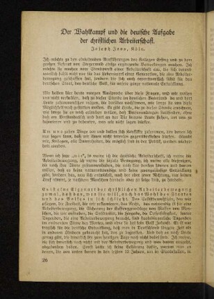 Der Wahlkampf und die deutsche Aufgabe der christlichen Arbeiterschaft.