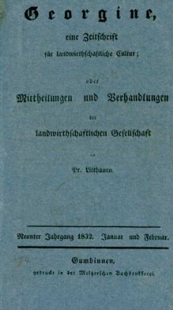 Neunter Jahrgang 1832. Januar und Februar.