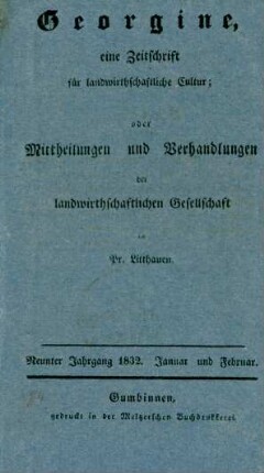 Neunter Jahrgang 1832. Januar und Februar.
