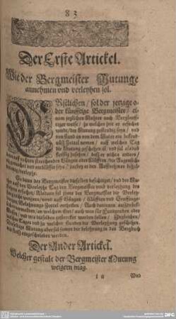 Der Ander Artickel. Welcher gestalt der Bergmeister Nutzung weigern mag.