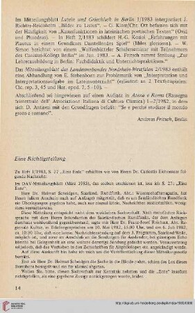 Eine Richtigstellung