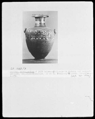 Sogenannte Plakettenvase / Hydria mit Schmuck — Herakles, Odysseus, Athena
