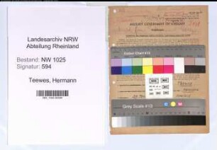 Entnazifizierung Hermann Teewes , geb. 29.12.1909 (Kaufmaennischer Angestellter)