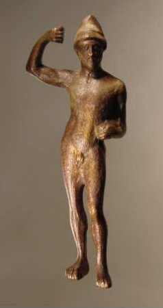 Statuette eines nackten Mannes mit spitzem Helm (Nachguß)
