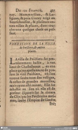 Fondation De La Ville de Poctiers, & autres places