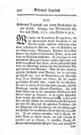 Geheimes Tagebuch von einem Beobachter seiner Selbst.