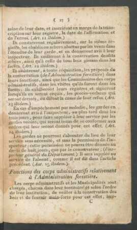 Fonctions des corps administratifs relativement à l'Administration forestière