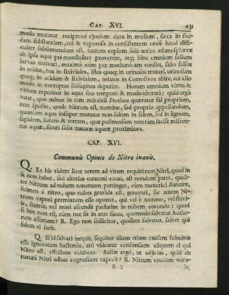 Cap. XVI. Communis Opinio de Nitro inanis.