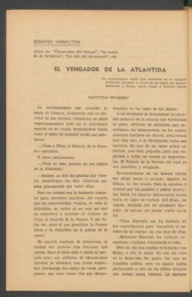 El vengador de la Atlántida : Un emocionante relato que comienza en la antigua Atlántida, prosigue a través de los siglos por Egipto, Babilonia y Roma, hasta llegar a nuestra época.