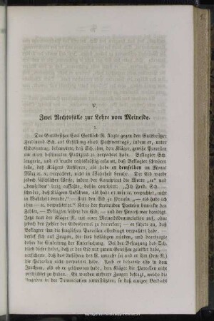 V. Zwei Rechtsfälle zur Lehre vom Meineide
