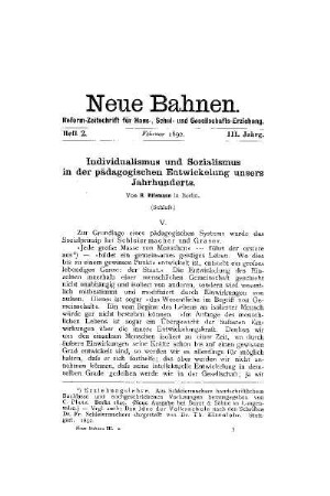 Individualismus und Sozialismus in der pädagogischen Entwickelung unsers Jahrhunderts : (Schluß)